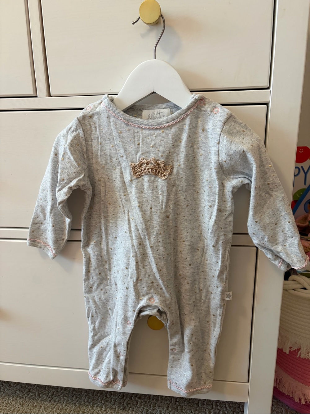 Albetta Baby 6-9 Months Gray Star Crown Romper Footless